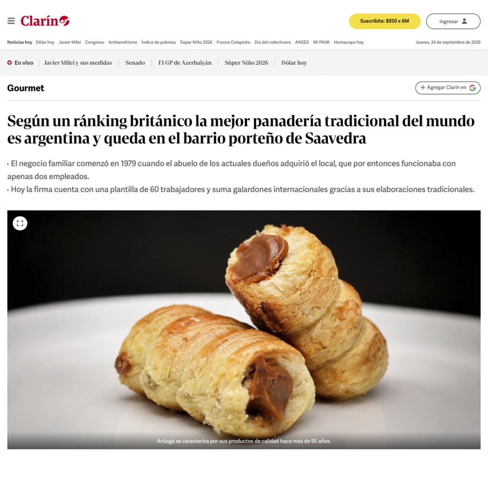 Nota Clarín - Septiembre 2026 - ARTIAGA Prensa
